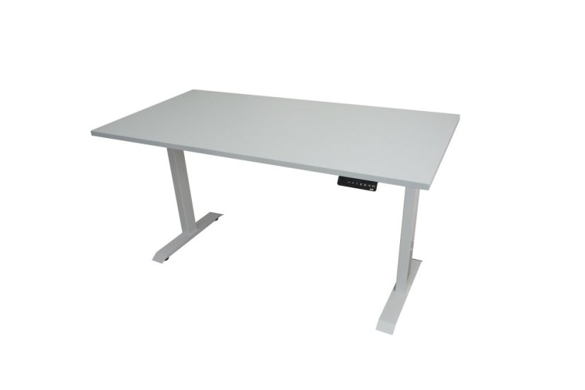 Polohovací stůl dvoumotorový 1600 x 800 mm - Barva desky: ořech, Barva podnože: bílá