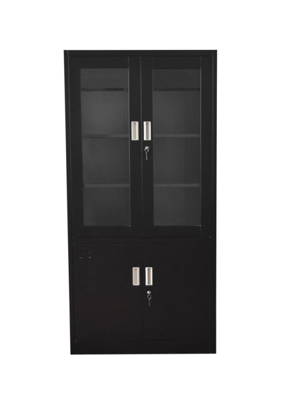 Kancelárska kovová skriňa polopresklená 1850 x 900 x 400 mm - Farba: RAL 9005 čierna