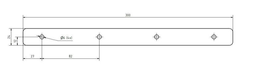 Držák lamelových clon pozinkovaný 300 mm - technický výkres