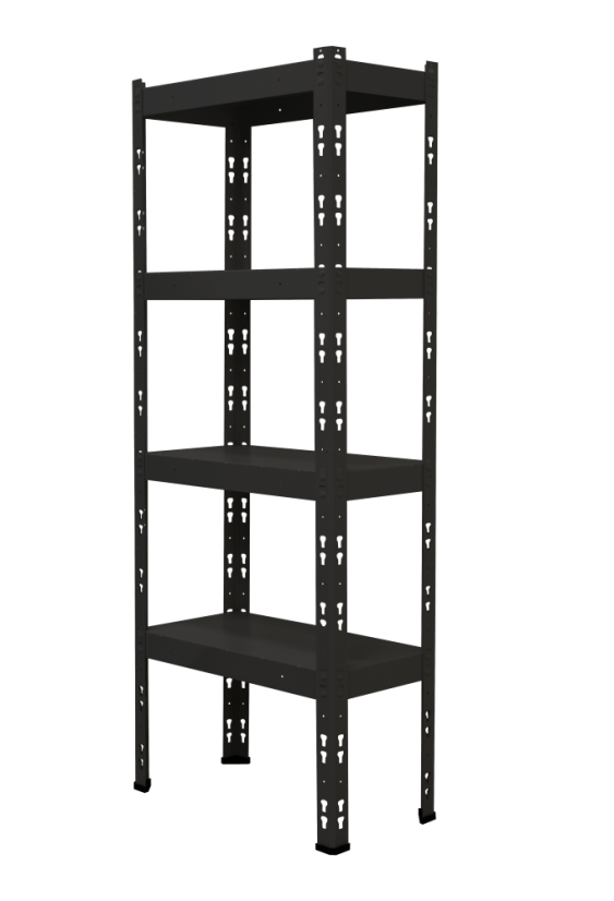 Kovový policový regál 1500 x 600 x 300 mm, nosnosť police 335 kg - Farba: RAL 7016 antracit, Počet polic: 5