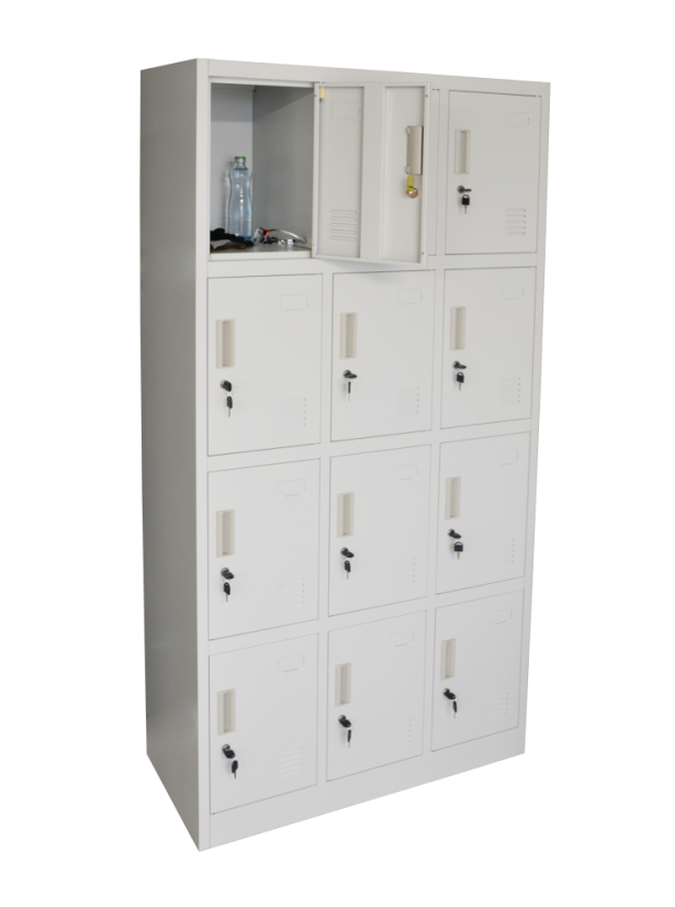 Šatníková skrinka s 12 boxmi 1850 mm x 900 mm x 400 mm - Farba: RAL 7035 sivá
