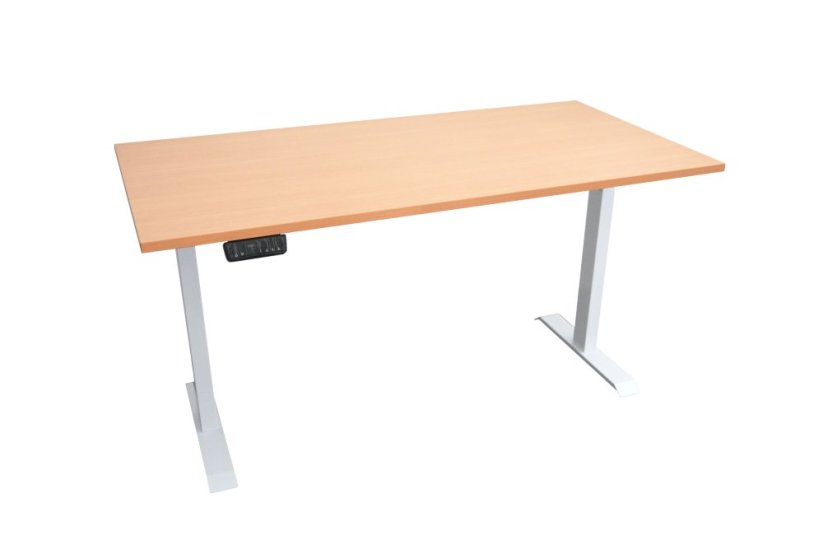 Polohovací stůl jednomotorový, bílý - stolová deska 1400x700x25 mm - Barva desky: Buk