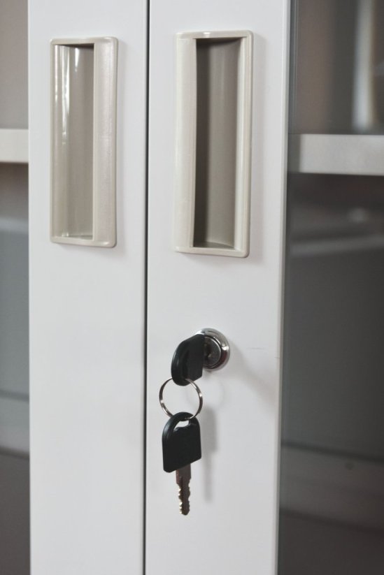 Kancelářská kovová skříň prosklená 1850 x 900 x 400 mm