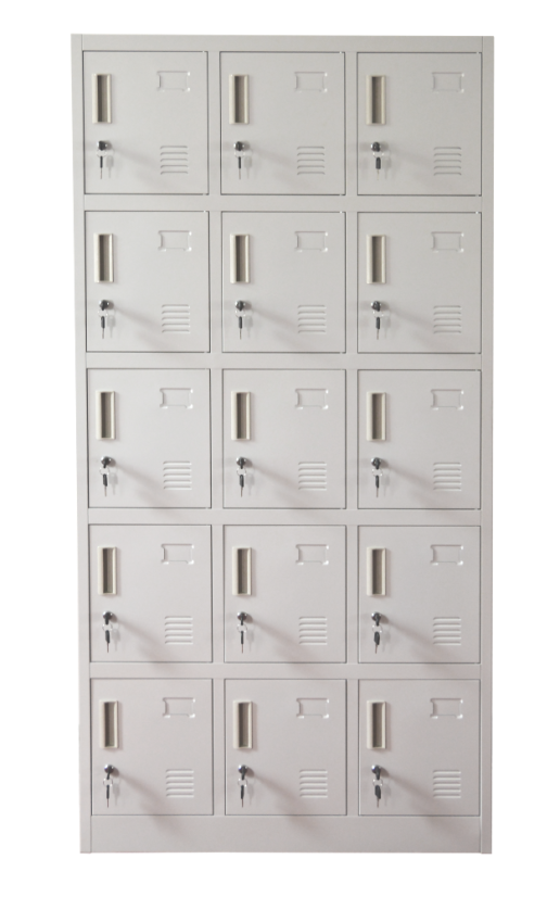 Šatníková skrinka s 15 boxmi 1850 mm x 900 mm x 400 mm - Farba: RAL 7035 sivá