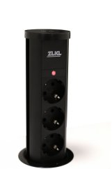 Zásuvkový box výsuvný - 3x 230V zásuvka, bezdrátová nabíječka