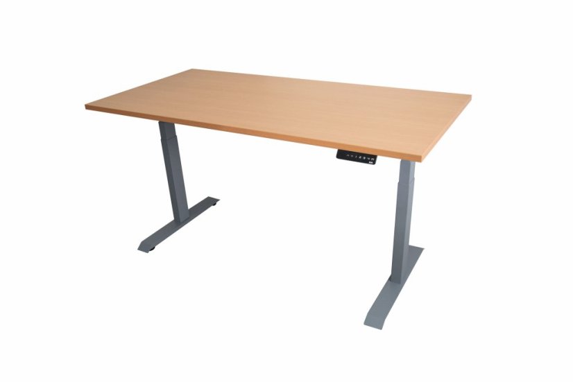 Polohovací stůl dvoumotorový 1600 x 800 mm - Barva desky: ořech, Barva podnože: bílá