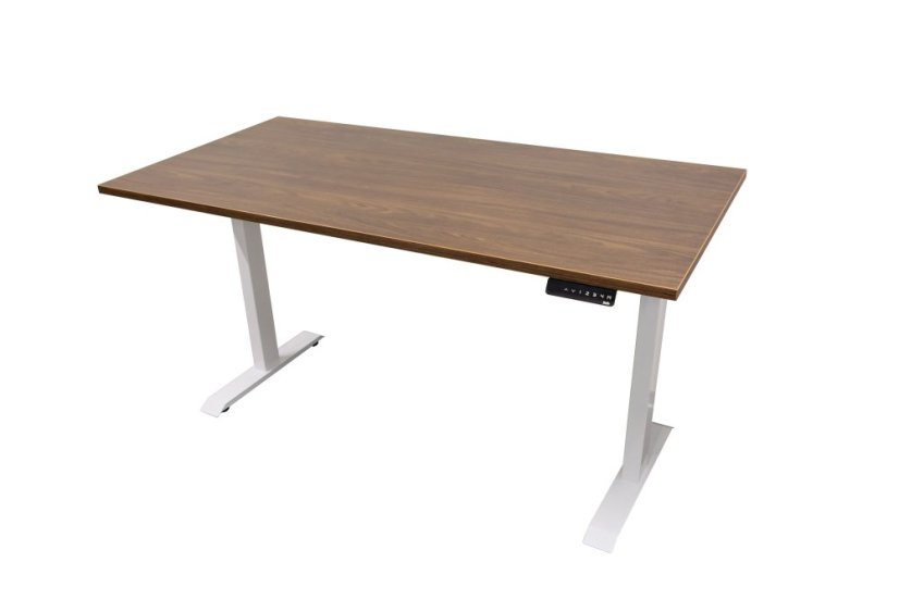 Polohovací stůl dvoumotorový 1600 x 800 mm - Barva desky: ořech, Barva podnože: bílá