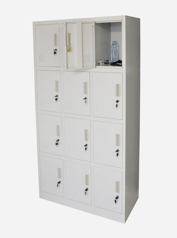 Šatníková skrinka s 12 boxmi 1850 mm x 900 mm x 400 mm - Farba: RAL 7035 sivá