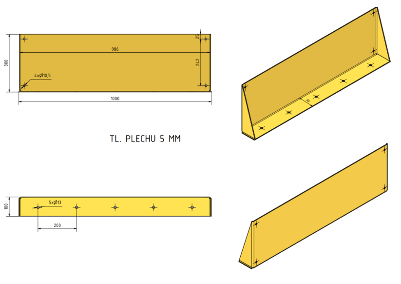 Protinárazová ochrana zdí, délka 1000 mm