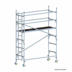 Mobilní hliníkové lešení 3,3 m výšky, pracovní výška 4,2 m, šířka 750 mm
