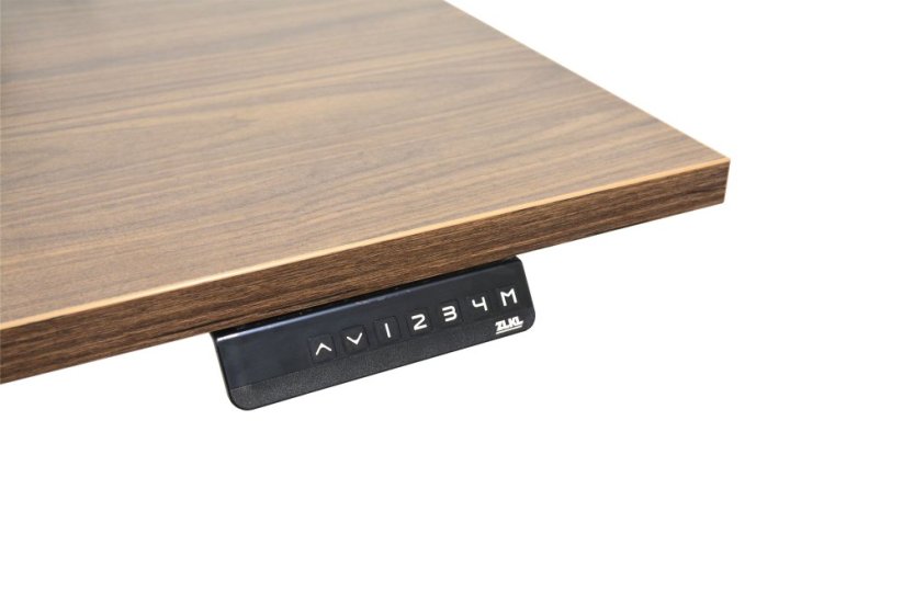 Polohovací stůl dvoumotorový - stolová deska 1400x700x25 mm - Barva desky: Buk, Barva podnože: Černá