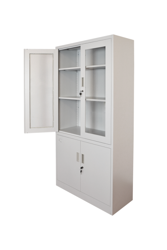 Kancelárska kovová skriňa polopresklená 1850 x 900 x 400 mm - Farba: RAL 9005 čierna