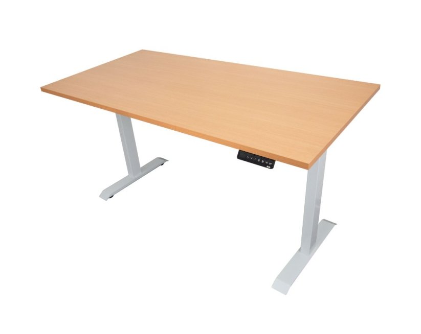 Polohovací stůl dvoumotorový - stolová deska 1400x700x25 mm - Barva desky: Buk, Barva podnože: Černá