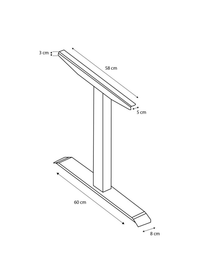 Jednomotorová nastavitelná stolová podnož - Barva: RAL 9005 černá