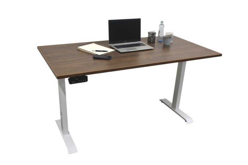 Polohovací stůl jednomotorový, bílý - stolová deska 1400x700x25 mm - Barva desky: Ořech