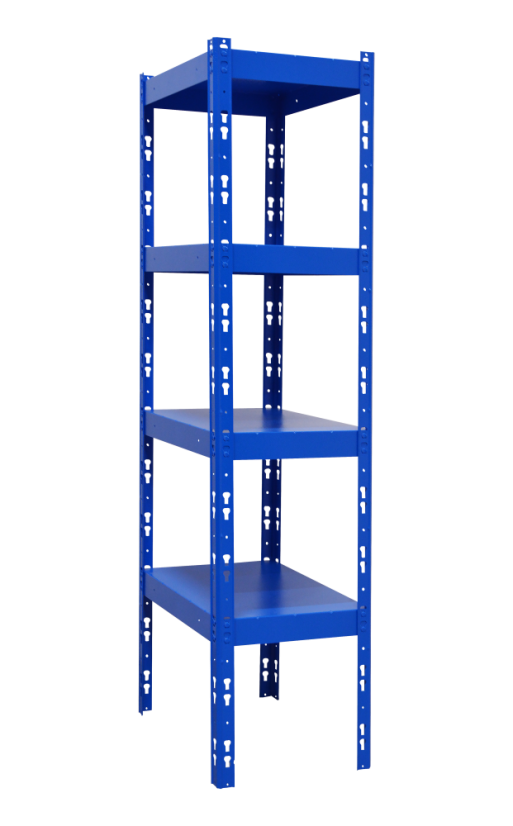 Kovový policový regál 1500 x 750 x 300 mm, nosnost police 335 kg - Barva: RAL 5015 modrá, Počet polic: 4