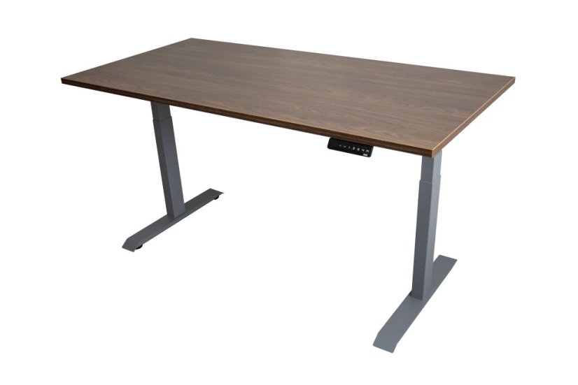 Polohovací stůl dvoumotorový 1600 x 800 mm - Barva desky: ořech, Barva podnože: bílá