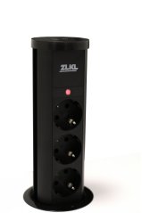 Zásuvkový box výsuvný - 3x 230V zásuvka, bezdrátová nabíječka