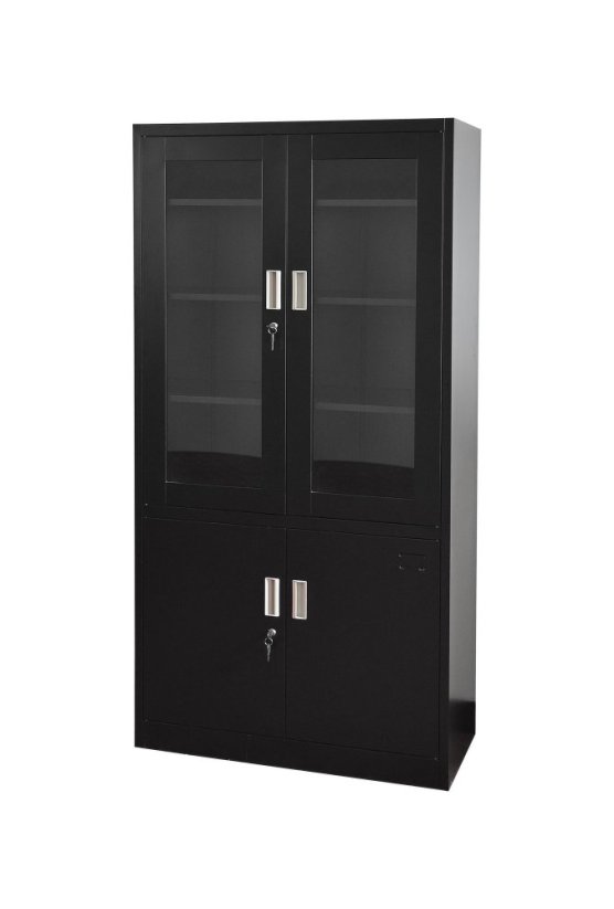 Kancelárska kovová skriňa polopresklená 1850 x 900 x 400 mm - Farba: RAL 9005 čierna