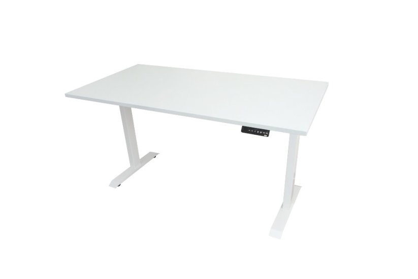 Polohovací stôl dvojmotorový 1600 x 800 mm - Farba dosky: orech, Farba podnože: biela