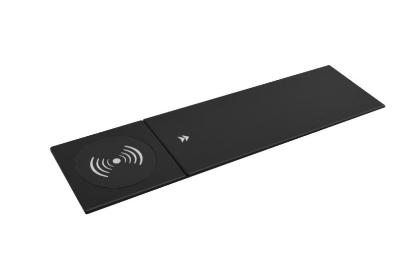 Zásuvkový box s posuvným krytem – 2x 230V zásuvka, USB A, USB C, HDMI, RJ45, bezdrátová nabíječka - Barva: stříbrná