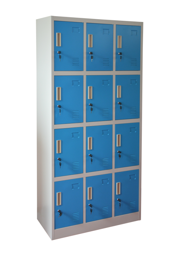 Šatníková skrinka s 12 boxmi 1850 mm x 900 mm x 400 mm - Farba: RAL 7035 sivá