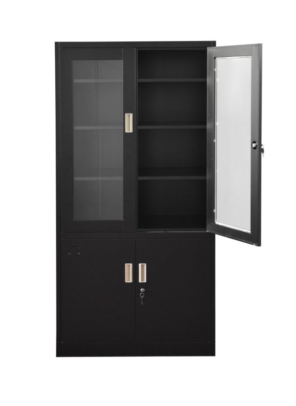 Kancelárska kovová skriňa polopresklená 1850 x 900 x 400 mm - Farba: RAL 9005 čierna