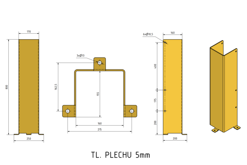 Kovová ochrana sloupů a regálů 800 mm