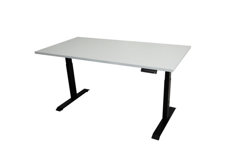 Polohovací stůl dvoumotorový 1600 x 800 mm - Barva desky: ořech, Barva podnože: bílá