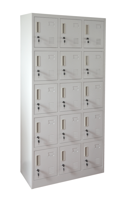 Šatníková skrinka s 15 boxmi 1850 mm x 900 mm x 400 mm - Farba: RAL 7035 sivá
