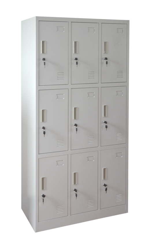 Šatní skříňka s 9 boxy 1850 mm x 900 mm x 400 mm - Barva: RAL 5012 modrá