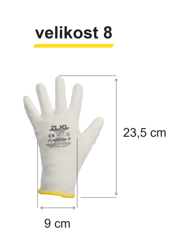Pracovní rukavice bílá - Velikost: 9 (L)